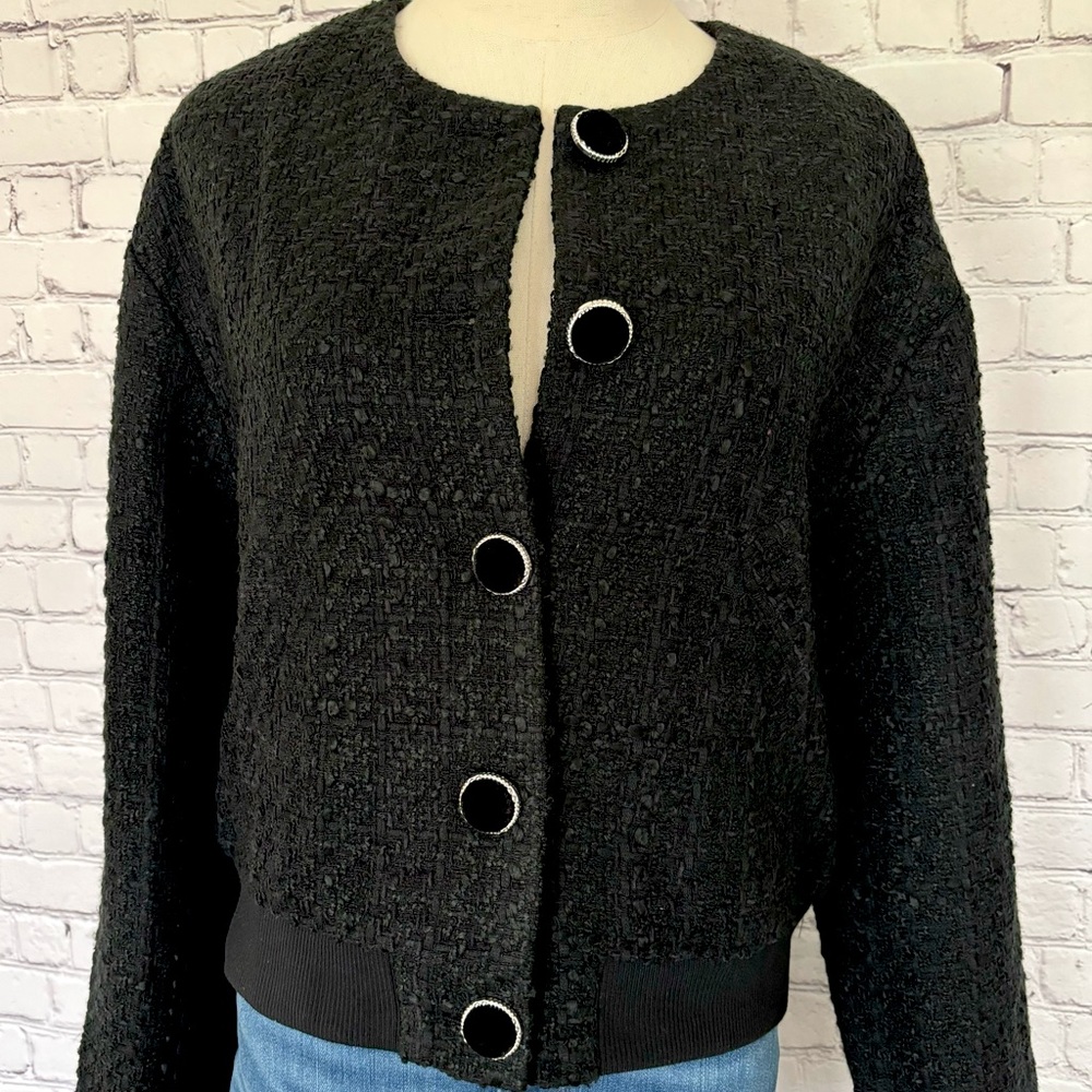 TRUTH by Republic Vintage-Style Cropped Tweed Boucle Bomber Jacket--NWT--12 - Picture 3 of 15